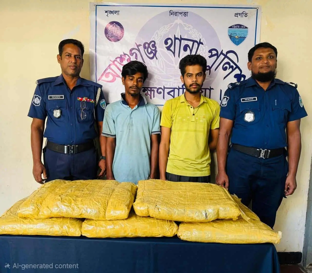 আশুগঞ্জ থানা পুলিশের অভিযানে ১২ কেজি ৫০০ গ্রাম গাঁজা সহ ইমরান ও ইউসুফ গ্রেফতার