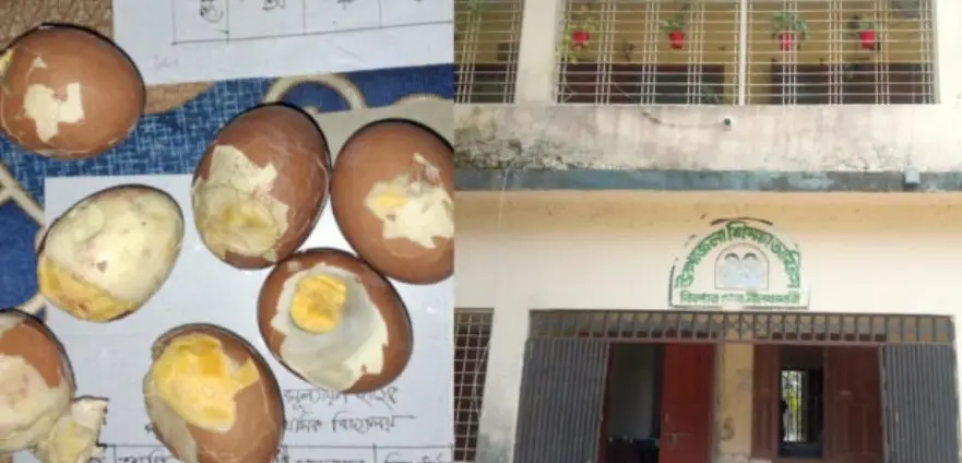 নীলফামারীতে স্কুল ফিডিংয়ে শিক্ষার্থীদের দেওয়া হলো পচা ডিম